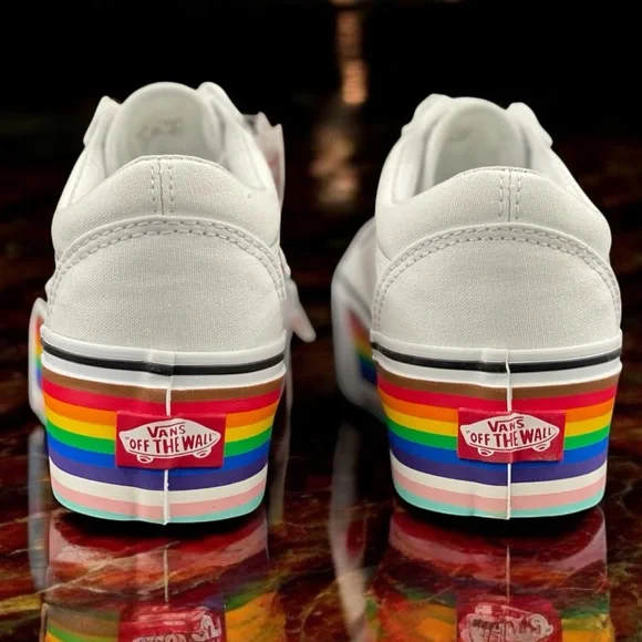 Pride Old Skool Vans Stack Platform Shoes Rainbow Color-Way Women Size 5.5 - Picture 4 of 13